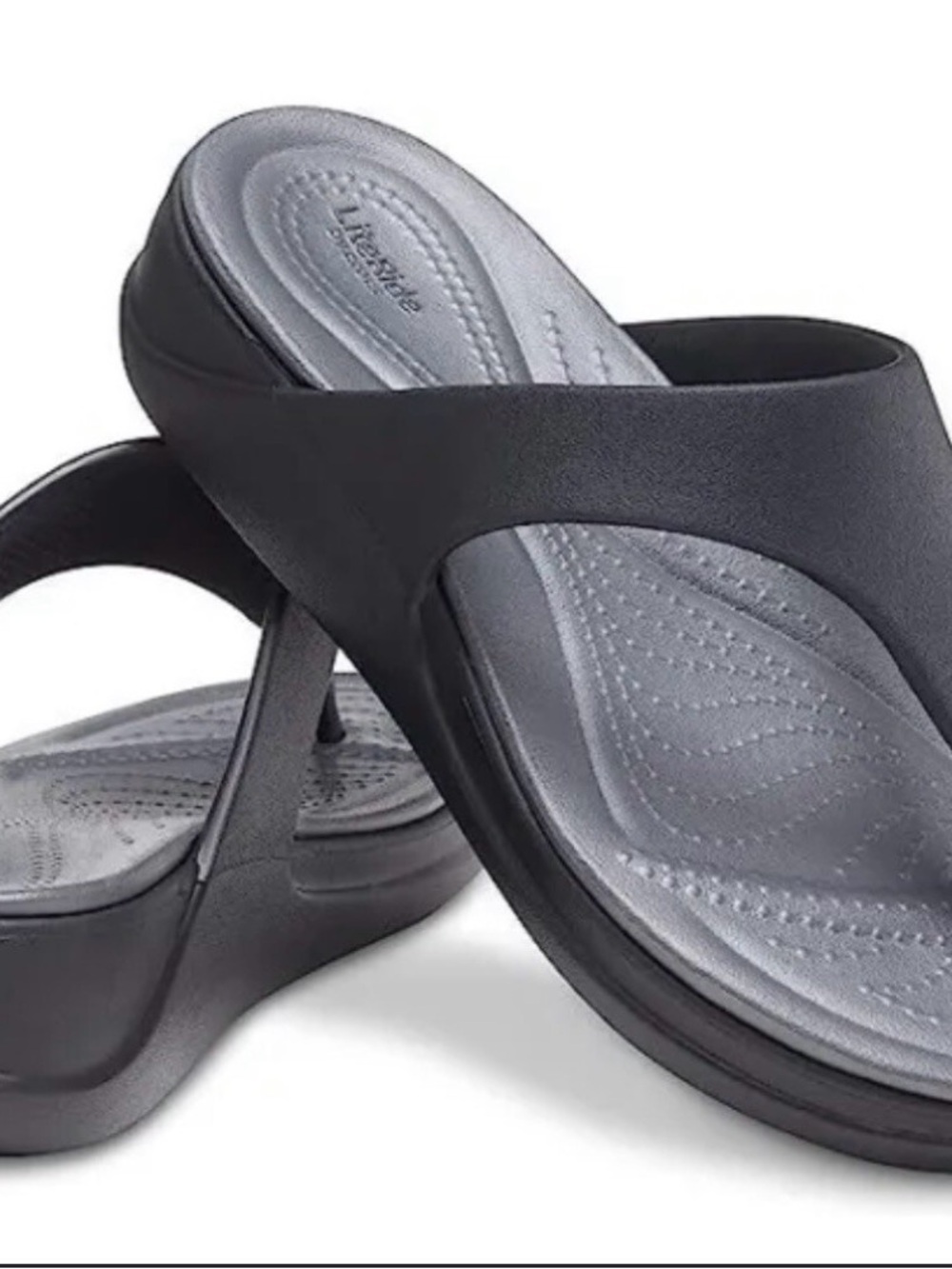 CROCS Women's Black and Gray Thong Sandals